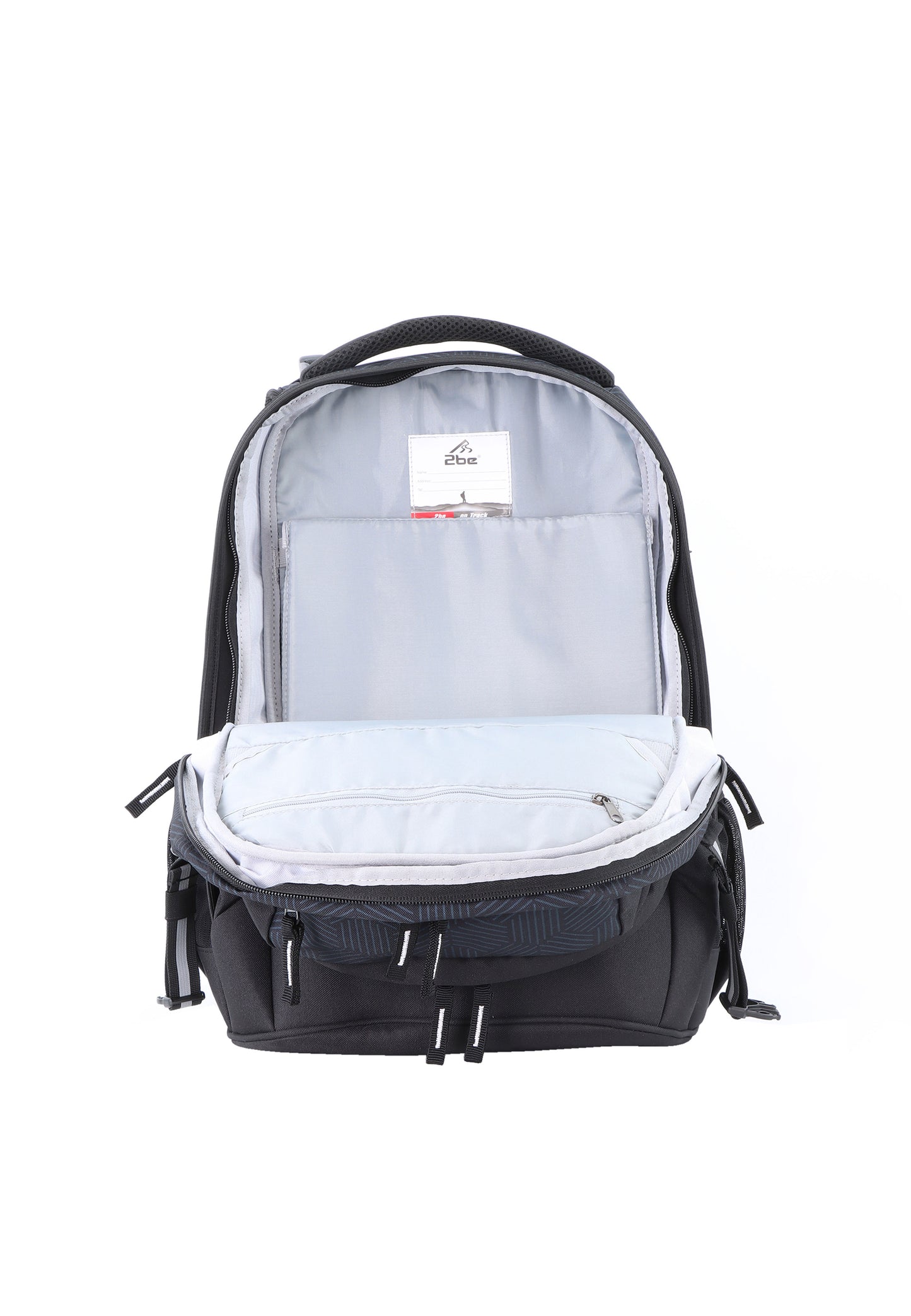 2be 15 Zoll Laptop-Rucksack/Schulrucksack mit String-Tasche und Federmäpchen Schwarz-Grau