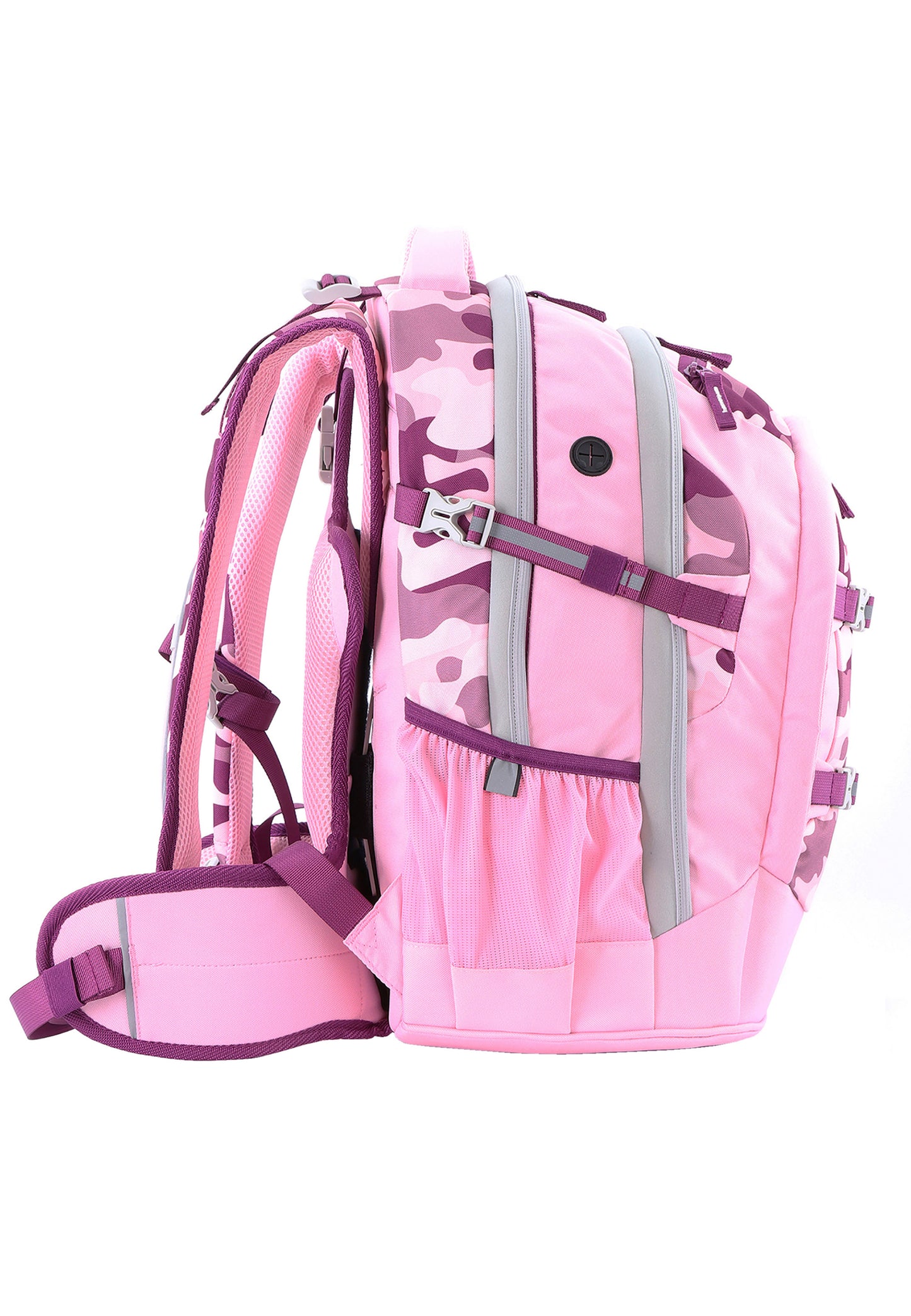 2be 15 Zoll Laptop-Rucksack/Schulrucksack mit String-Tasche und Federmäpchen Rosa Burgunder