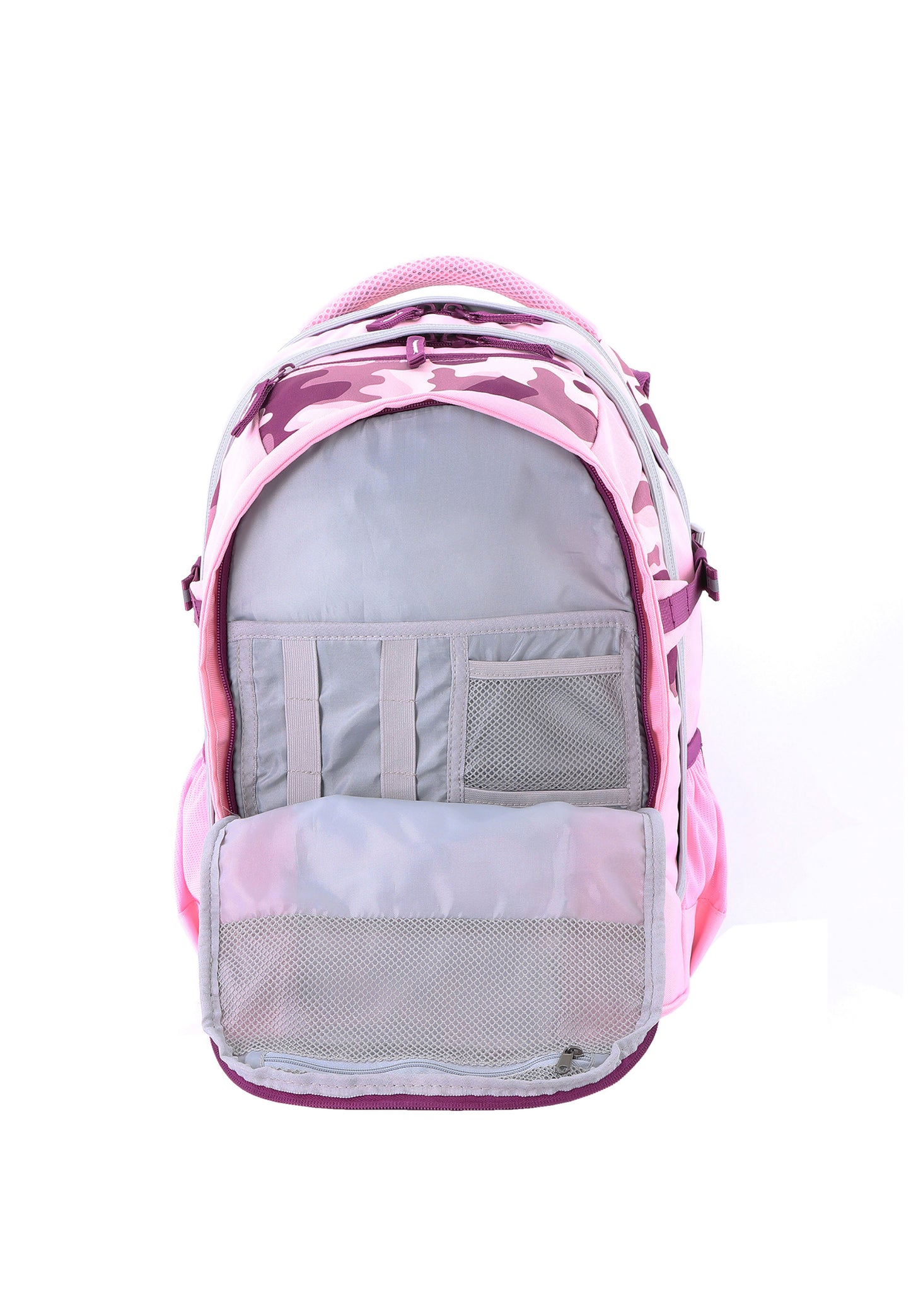 2be 15 Zoll Laptop-Rucksack/Schulrucksack mit String-Tasche und Federmäpchen Rosa Burgunder