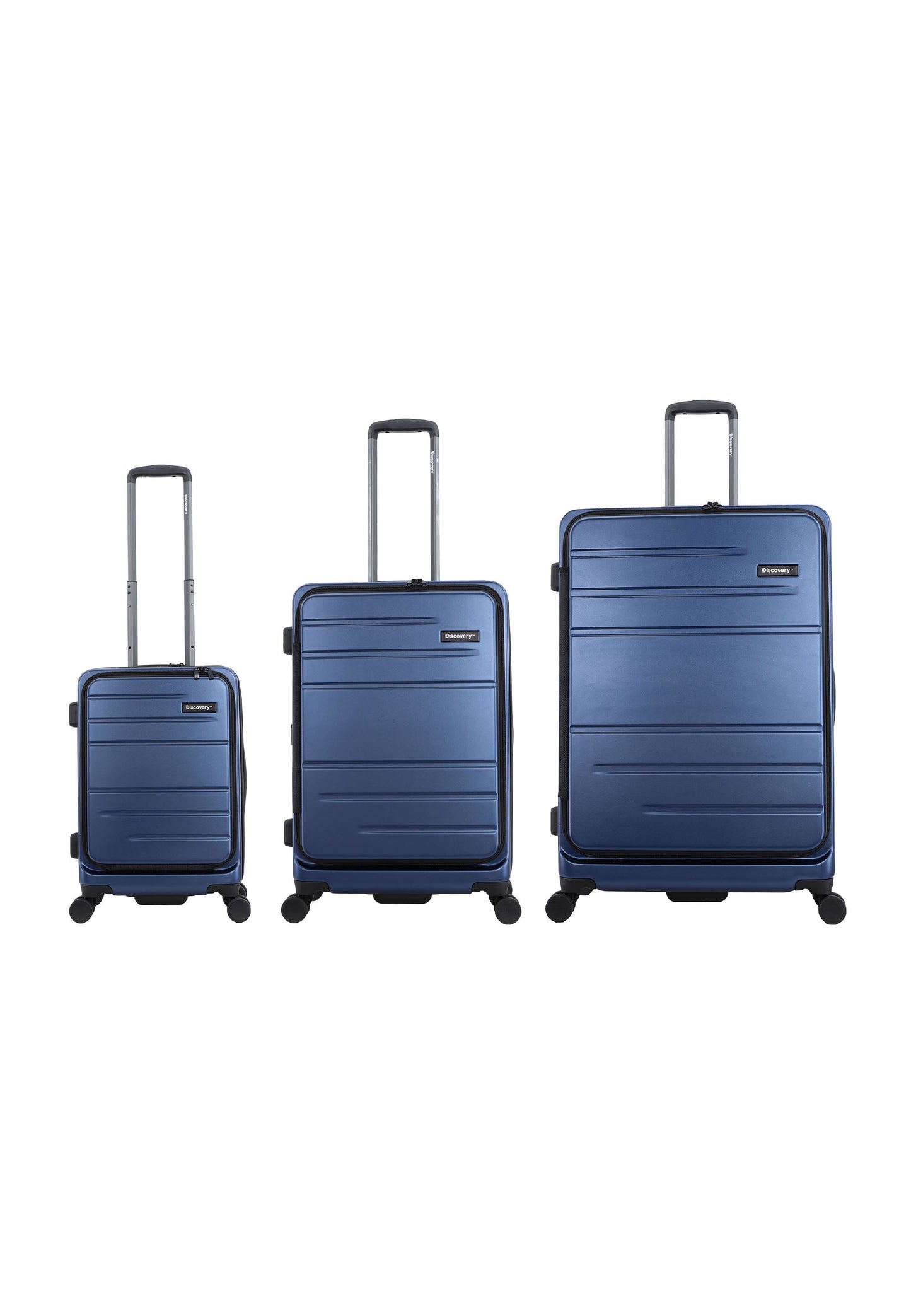 Discovery - Patrol | 3-teiliges Polycarbonat Kofferset mit Frontöffnung – Blau