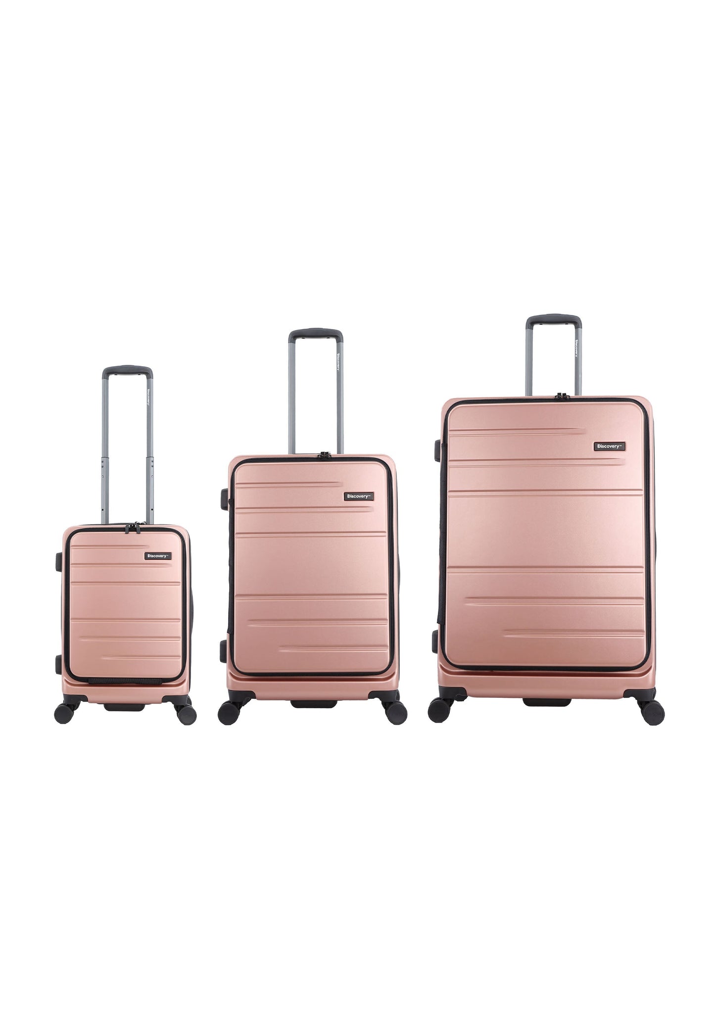 Discovery - Patrol | 3-teiliges Polycarbonat Kofferset mit Frontöffnung – Rosa