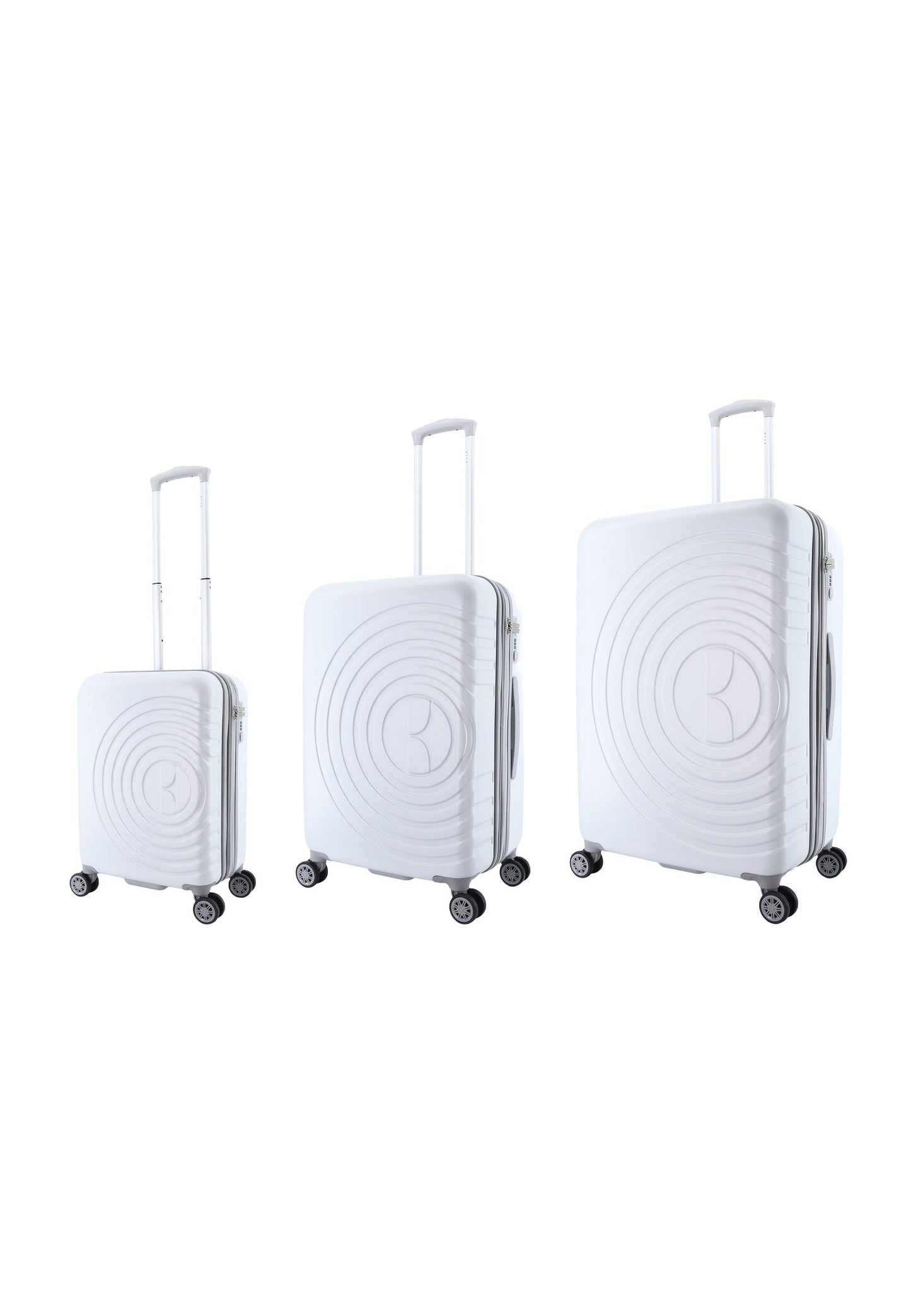ELLE Debossed Hartschalen-Kofferset / Trolley-Set / Reisekofferset (S/M/L) Weiß
