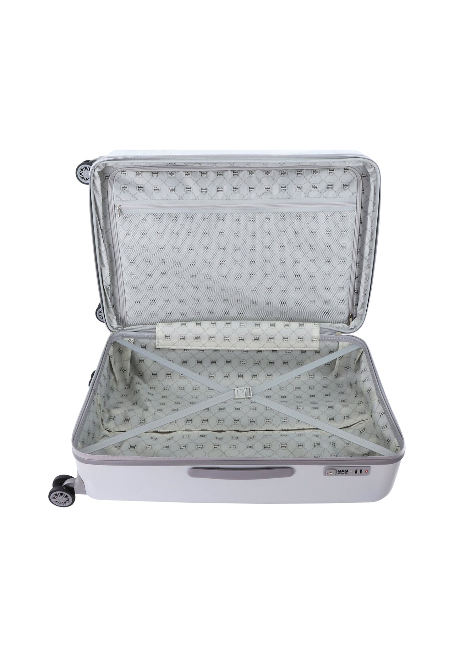 ELLE Debossed Hartschalen-Kofferset / Trolley-Set / Reisekofferset (S/M/L) Weiß