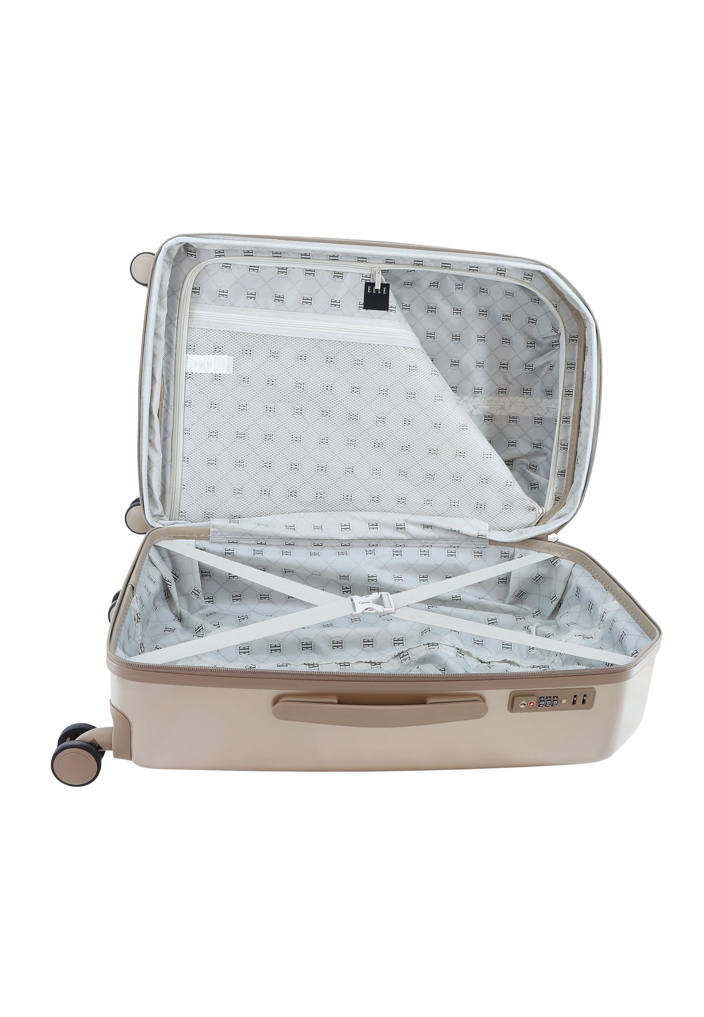 ELLE Diamond Hartschalenkoffer / Trolley / Reisekoffer (Medium) Taupe