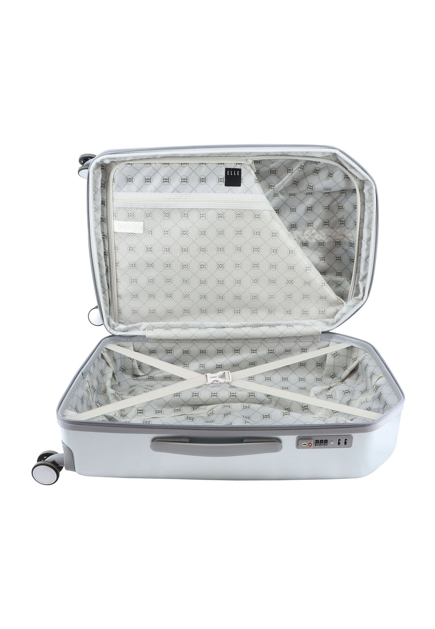 ELLE Diamond Hartschalenkoffer / Trolley / Reisekoffer (Medium) Silber