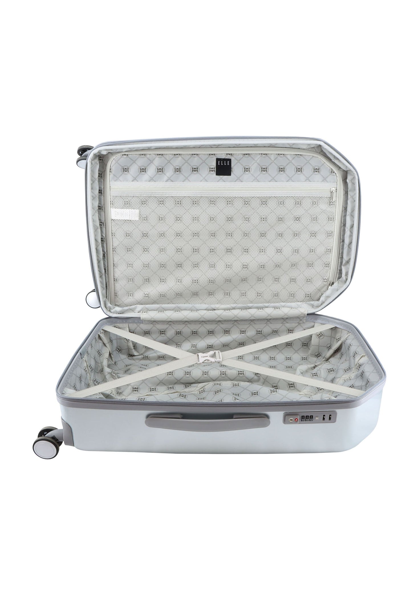 ELLE Diamond Hartschalenkoffer / Trolley / Reisekoffer (Medium) Silber