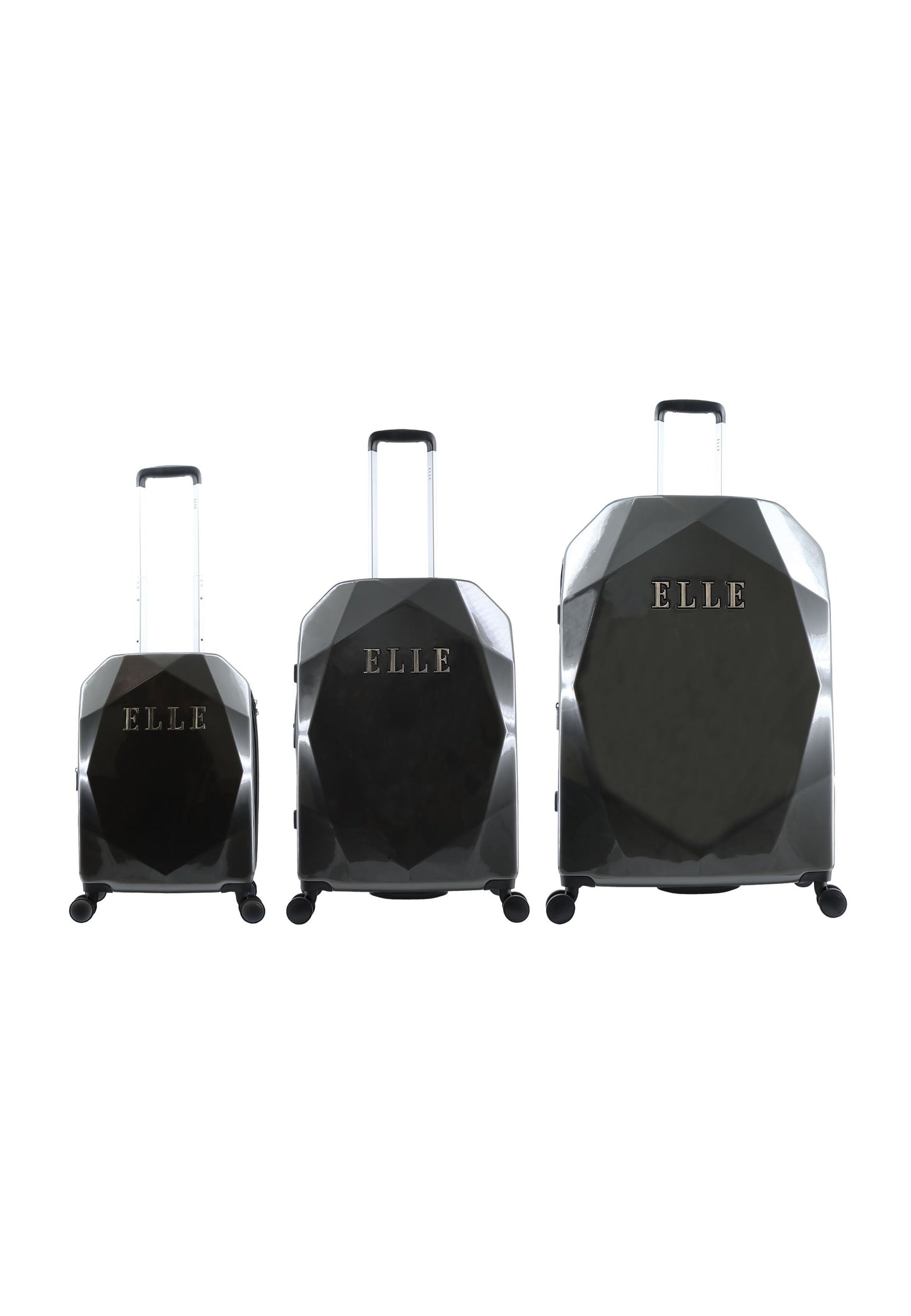 ELLE Diamond Hartschalen-Kofferset / Trolley-Set / Reisekofferset (S/M/L) Anthrazit