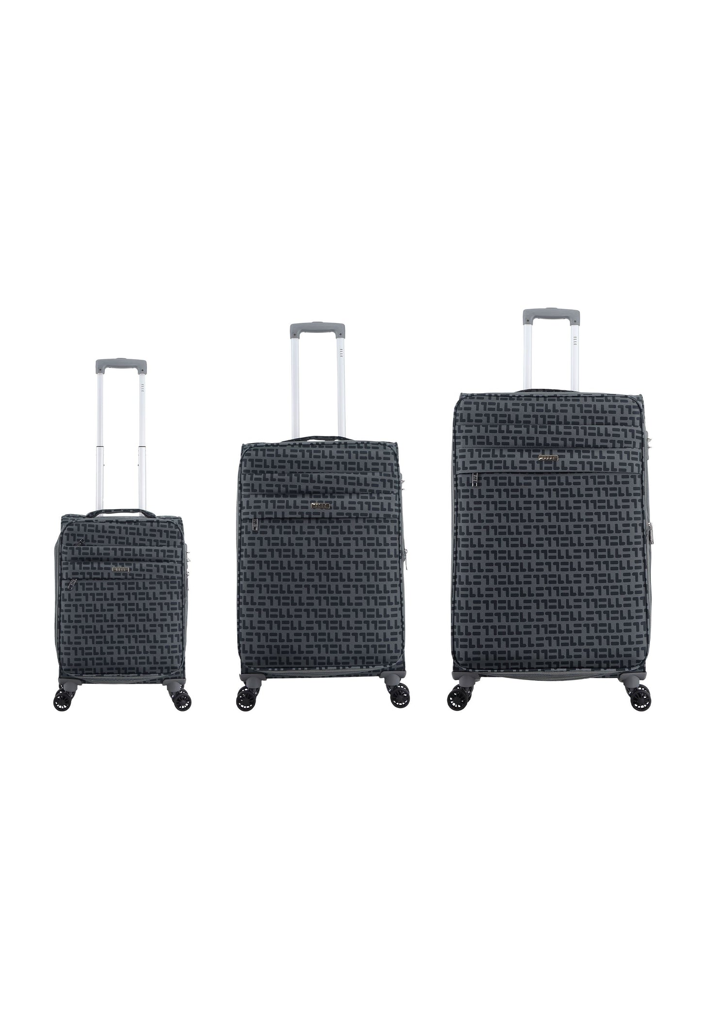 ELLE Couture Weichschalen-Kofferset / Trolley-Set / Reisekofferset (S/M/L) Grau