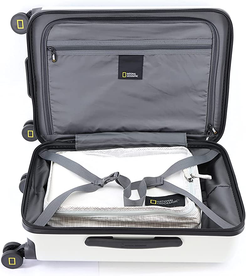 National Geographic - Lodge Handgepäck Hartschalenkoffer / Trolley / Reisekoffer - 55 cm - (Small) - Weiß