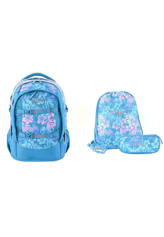 2be 15 Zoll Laptop-Rucksack/Schulrucksack mit String-Tasche und Federmäpchen Türkis