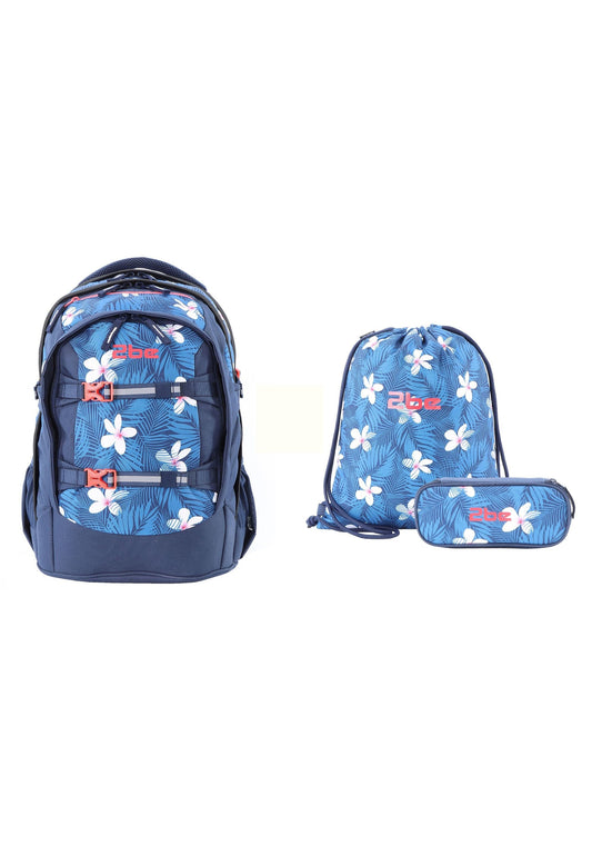 2be 15 Zoll Laptop-Rucksack/Schulrucksack mit String-Tasche und Federmäpchen Blau