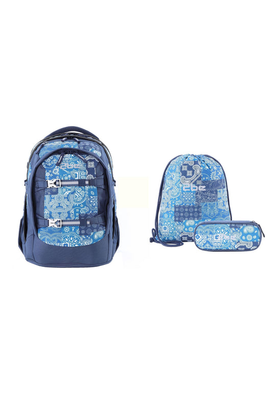 2be 15 Zoll Laptop-Rucksack/Schulrucksack mit String-Tasche und Federmäpchen Königsblau