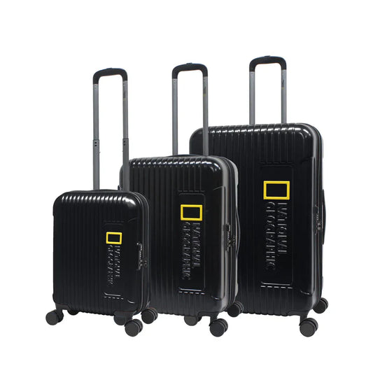 National Geographic - Canyon Hartschalen-Kofferset / Trolley-Set / Reisekofferset - (S/M/L) - Schwarz