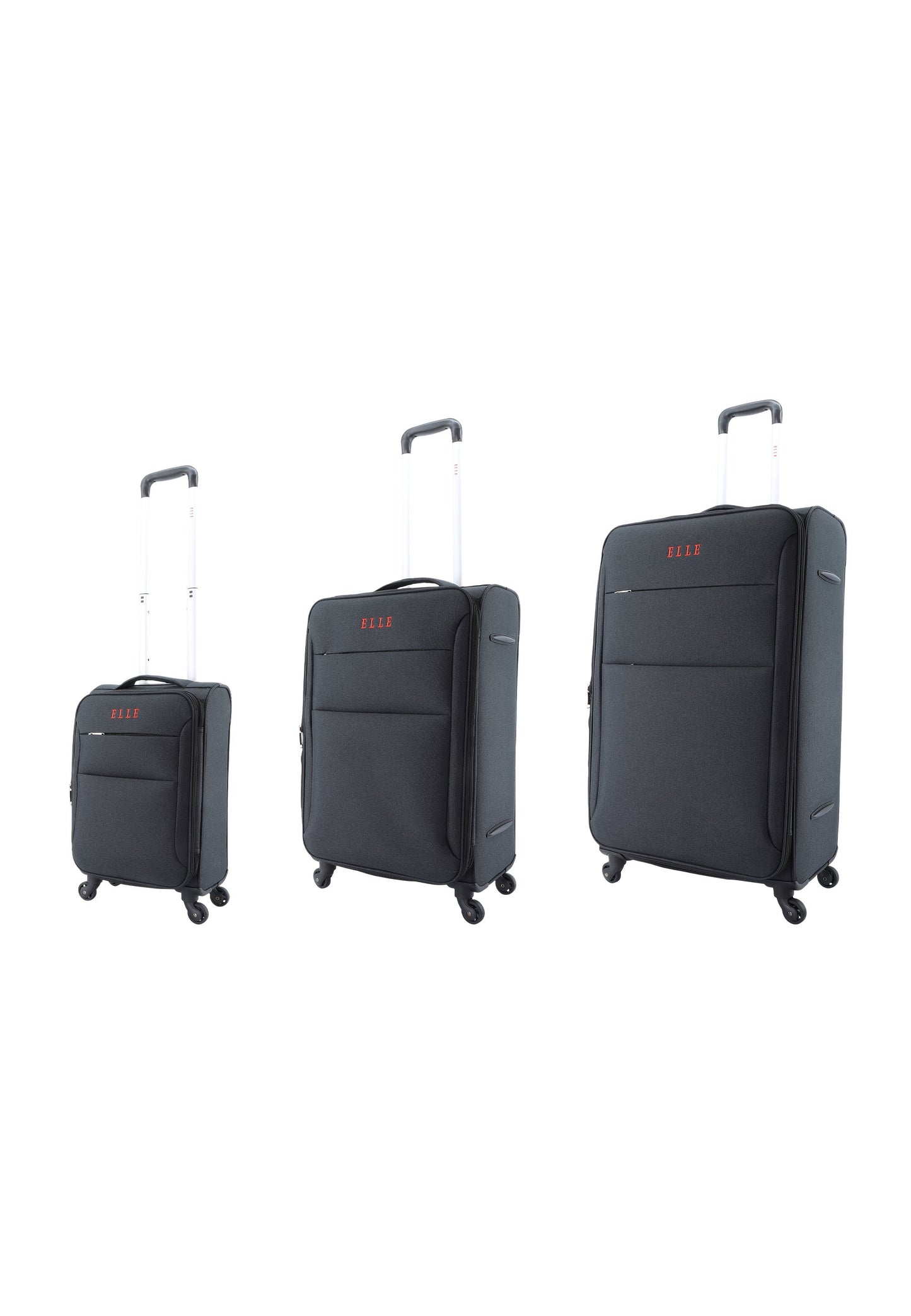 ELLE Pledge Weichschalen-Kofferset / Trolley-Set / Reisekofferset (S/M/L) Schwarz