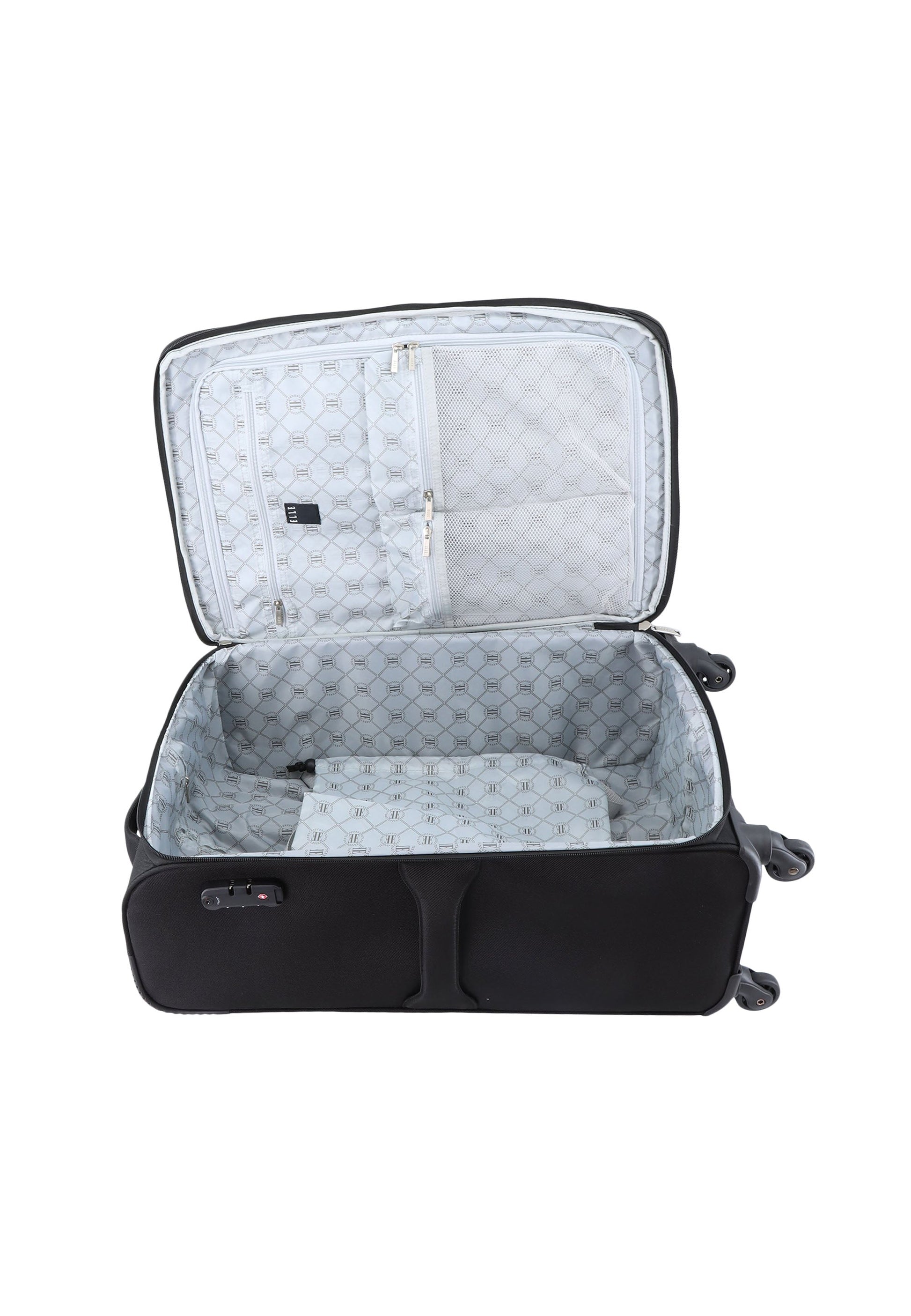 ELLE Mode Weichschalenkoffer / Trolley / Reisekoffer (Medium) Schwarz