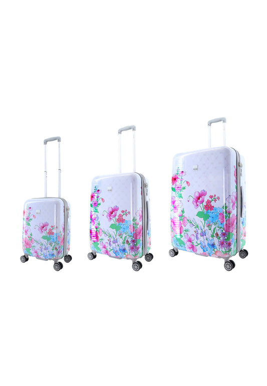ELLE Bouquet Hartschalen-Kofferset / Trolley-Set / Reisekofferset (S/M/L) Weiß