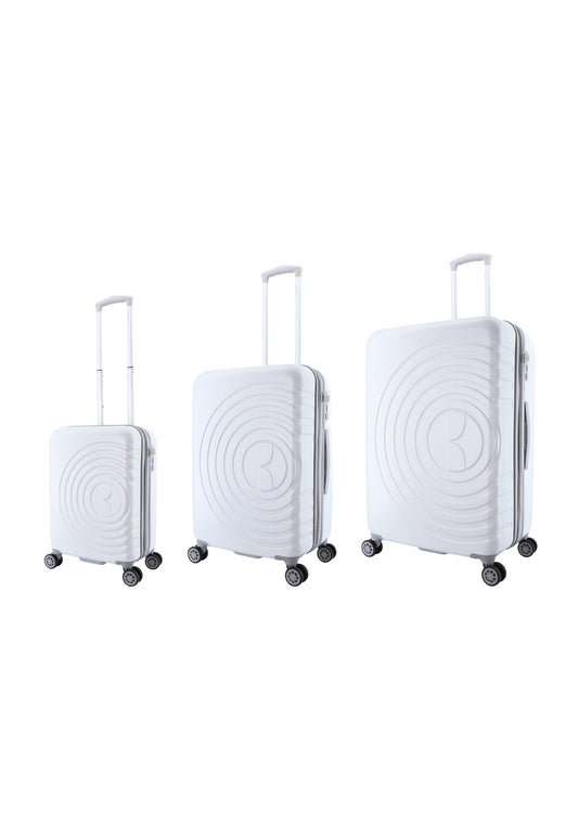 ELLE Debossed Hartschalen-Kofferset / Trolley-Set / Reisekofferset (S/M/L) Weiß