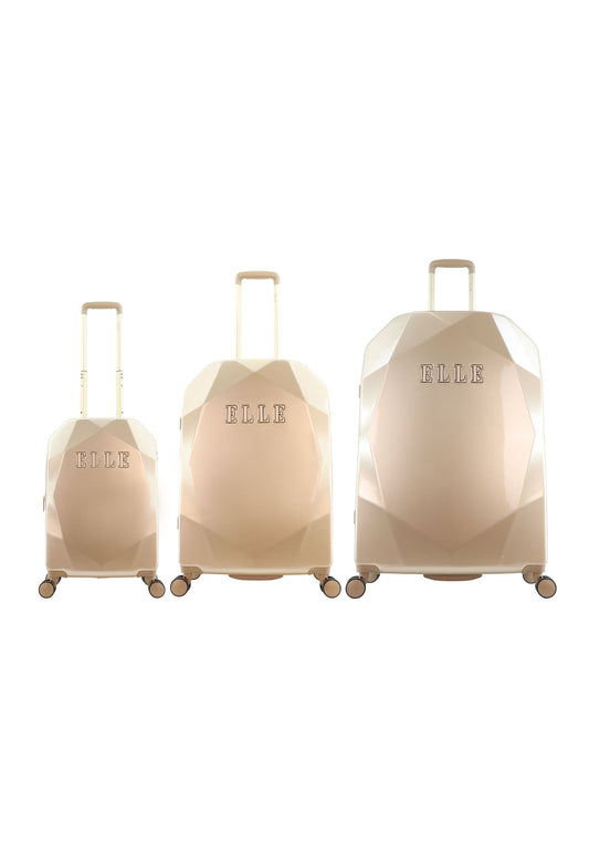 ELLE Diamond Hartschalen-Kofferset / Trolley-Set / Reisekofferset (S/M/L) Taupe