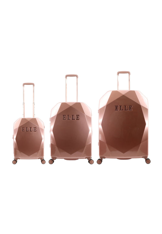 ELLE Diamond Hartschalen-Kofferset / Trolley-Set / Reisekofferset (S/M/L) Roségold