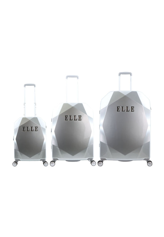 ELLE Diamond Hartschalen-Kofferset / Trolley-Set / Reisekofferset (S/M/L) Silber