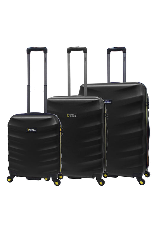 National Geographic - Arete Hartschalen-Kofferset / Trolley-Set / Reisekofferset - (S/M/L) Schwarz