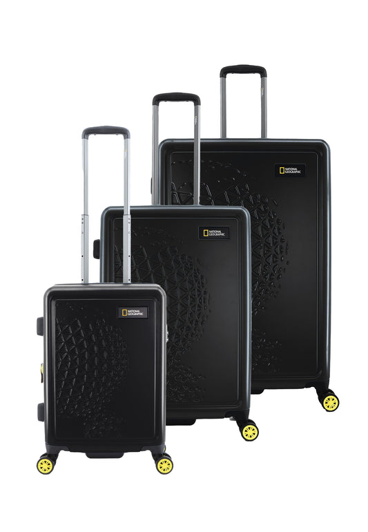 National Geographic - Globe Hartschalen-Kofferset / Trolley-Set / Reisekofferset - (S/M/L) Schwarz